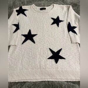 Lane Bryant White Sweater with Navy Star Design